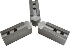 H & R Manufacturing - 1.5mm x 60° Serrated Attachment, Square Soft Lathe Chuck Jaw - 3 Jaws, Steel, 1.69" Btw Mount Hole Ctrs, 7-1/2" Long x 2-1/2" Wide x 2-1/2" High, 0.866" Groove, 20mm Fastener - Exact Tooling