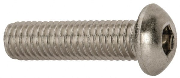Value Collection - M8x1.25 Metric Coarse Hex Socket Drive, Button Screw - Grade 18-8 Stainless Steel, Partially Threaded, 30mm Length Under Head - Exact Tooling