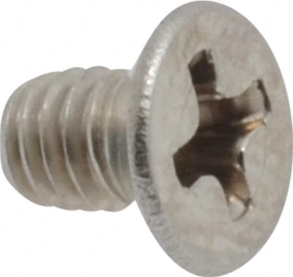 Value Collection - M4x0.70 Metric Coarse, 6mm OAL Phillips Drive Machine Screw - Flat Head, Grade 18-8 Stainless Steel, Uncoated, Without Washer - Exact Tooling