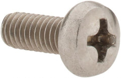 Value Collection - M4x0.70 Metric Coarse, 10mm Length Under Head Phillips Drive Machine Screw - Pan Head, Grade 18-8 Stainless Steel, Uncoated, Without Washer - Exact Tooling