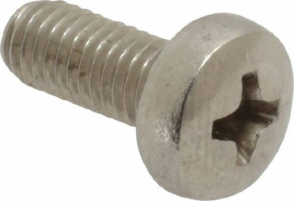 Value Collection - M5x0.80 Metric Coarse, 12mm Length Under Head Phillips Drive Machine Screw - Pan Head, Grade 18-8 Stainless Steel, Uncoated, Without Washer - Exact Tooling