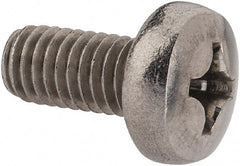 Value Collection - M6x1.00 Metric Coarse, 12mm Length Under Head Phillips Drive Machine Screw - Pan Head, Grade 18-8 Stainless Steel, Uncoated, Without Washer - Exact Tooling