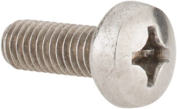 Value Collection - M6x1.00 Metric Coarse, 16mm Length Under Head Phillips Drive Machine Screw - Pan Head, Grade 18-8 Stainless Steel, Uncoated, Without Washer - Exact Tooling