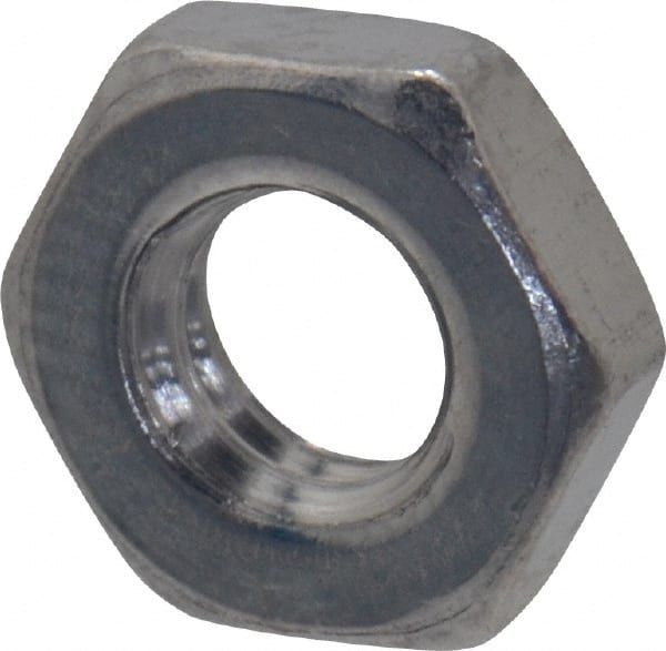 Value Collection - M4x0.70 Metric Coarse Stainless Steel Right Hand Hex Jam Nut - 7mm Across Flats, 2.2mm High, Uncoated - Exact Tooling