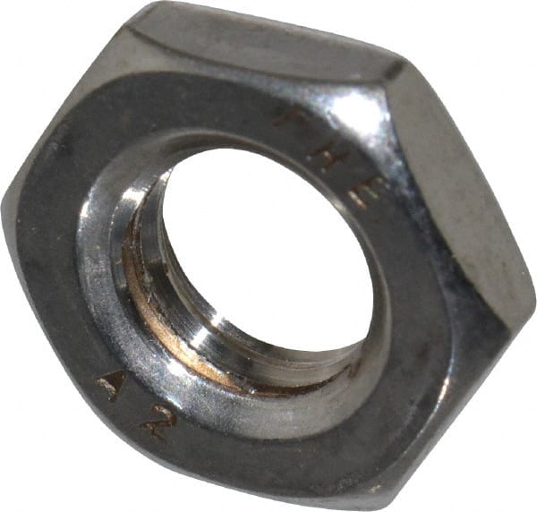 Value Collection - M10x1.50 Metric Coarse Stainless Steel Right Hand Hex Jam Nut - 17mm Across Flats, 5mm High, Uncoated - Exact Tooling