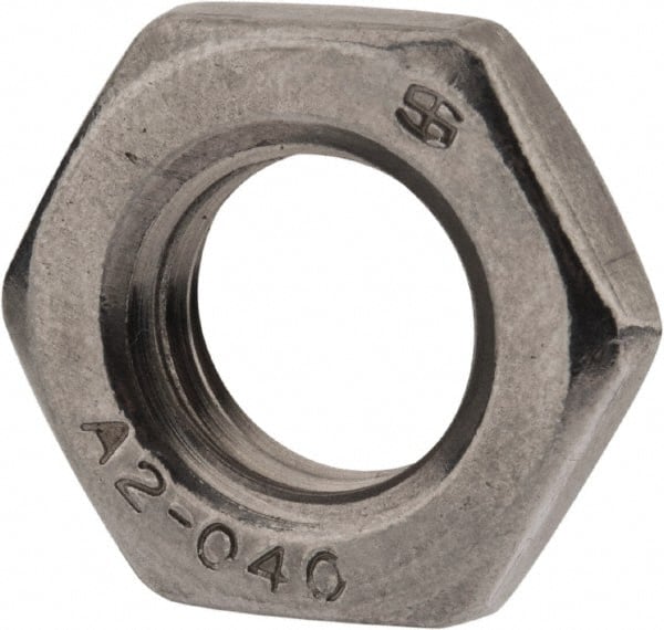 Value Collection - M12x1.75 Metric Coarse Stainless Steel Right Hand Hex Jam Nut - 19mm Across Flats, 6mm High, Uncoated - Exact Tooling