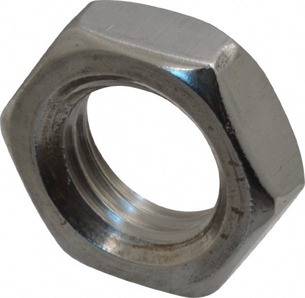 Value Collection - M20x2.50 Metric Coarse Stainless Steel Right Hand Hex Jam Nut - 30mm Across Flats, 10mm High, Uncoated - Exact Tooling