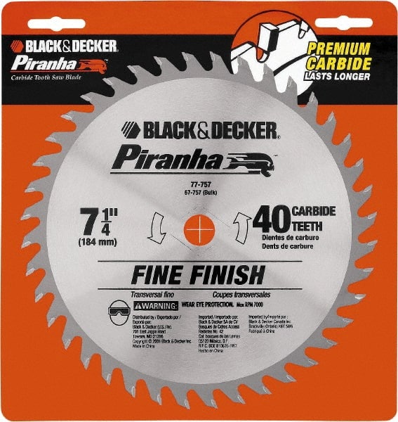 DeWALT - 7-1/4" Diam, 40 Tooth Wet & Dry Cut Saw Blade - Carbide-Tipped, Standard Round Arbor - Exact Tooling