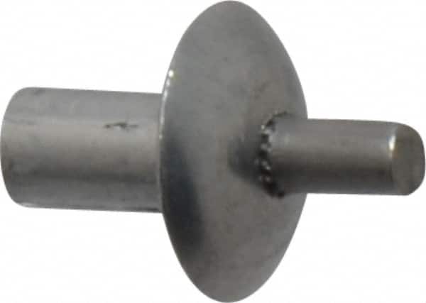 Made in USA - Brazier Head Aluminum Alloy Drive Blind Rivet - Stainless Steel Mandrel, 0.109" to 1/8" Grip, 0.312" Head Diam, 0.128" to 0.14" Hole Diam, 0.219" Length Under Head, 1/8" Body Diam - Exact Tooling