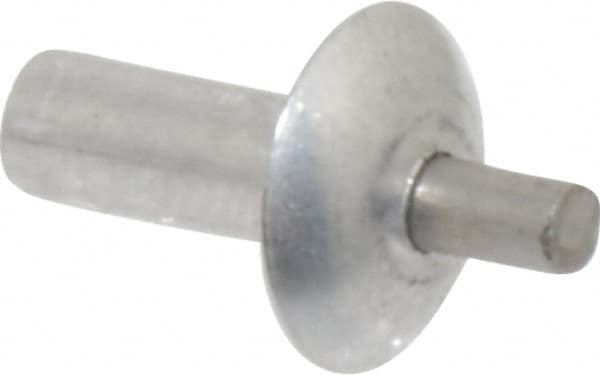 Made in USA - Brazier Head Aluminum Alloy Drive Blind Rivet - Stainless Steel Mandrel, 0.203" to 7/32" Grip, 0.312" Head Diam, 0.128" to 0.14" Hole Diam, 0.313" Length Under Head, 1/8" Body Diam - Exact Tooling