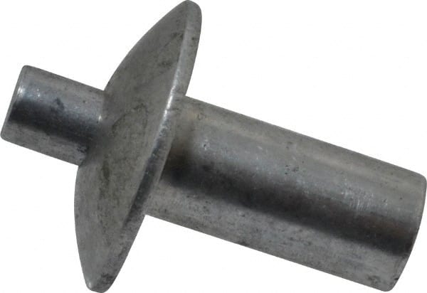 Made in USA - Brazier Head Aluminum Alloy Drive Blind Rivet - Aluminum Alloy Mandrel, 0.328" to 3/8" Grip, 5/8" Head Diam, 0.266" to 0.281" Hole Diam, 0.531" Length Under Head, 1/4" Body Diam - Exact Tooling