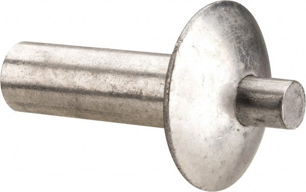 Made in USA - Brazier Head Aluminum Alloy Drive Blind Rivet - Aluminum Alloy Mandrel, 0.578" to 5/8" Grip, 5/8" Head Diam, 0.266" to 0.281" Hole Diam, 0.781" Length Under Head, 1/4" Body Diam - Exact Tooling