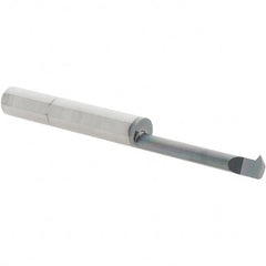 Scientific Cutting Tools - 1" Cutting Depth, 18 to 56 TPI, 0.18" Diam, Internal Thread, Solid Carbide, Single Point Threading Bar - AlTiN+ Finish, 2-1/2" OAL, 1/4" Shank Diam, 0.04" Projection from Edge, 60° Profile Angle - Exact Tooling