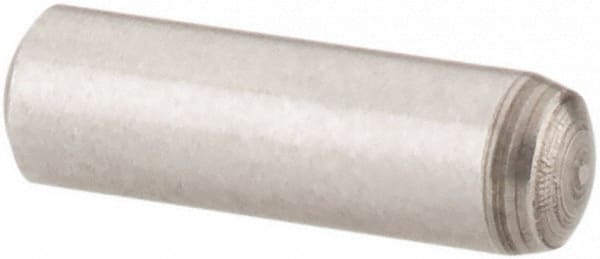 Value Collection - 3mm Diam x 10mm Pin Length Grade 8 Alloy Steel Precision Dowel Pin - Bright Finish, 1 Rounded End - Exact Tooling