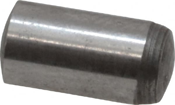 Value Collection - 6mm Diam x 12mm Pin Length Grade 8 Alloy Steel Precision Dowel Pin - Bright Finish, 1 Rounded End - Exact Tooling