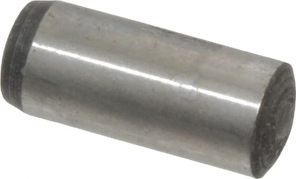 Value Collection - 8mm Diam x 20mm Pin Length Grade 8 Alloy Steel Precision Dowel Pin - Bright Finish, 1 Rounded End - Exact Tooling