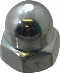 Value Collection - M4x0.7 7mm Width Across Flats, Zinc Plated, Steel Acorn Nut - 8mm Overall Height, Grade 2, DIN 1587 - Exact Tooling