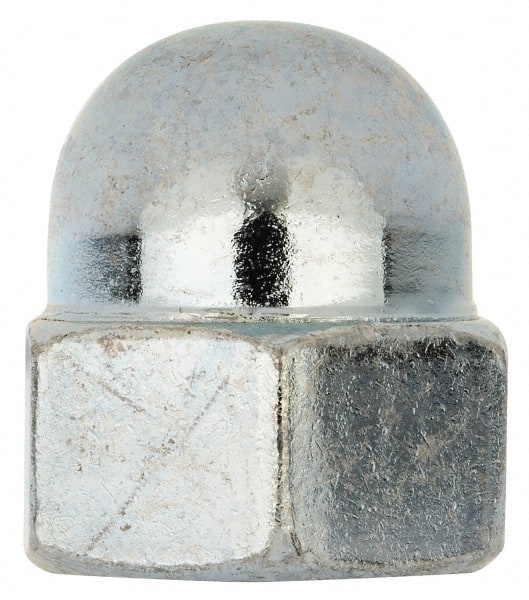 Value Collection - M16x2 24mm Width Across Flats, Zinc Plated, Steel Acorn Nut - 28mm Overall Height, Grade 2, DIN 1587 - Exact Tooling