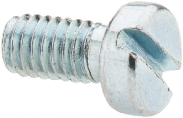 Value Collection - M4x0.70, 8mm Length Under Head Slotted Drive Machine Screw - Cheese Head, Grade 4.8 Steel, Zinc-Plated Finish, Without Washer - Exact Tooling