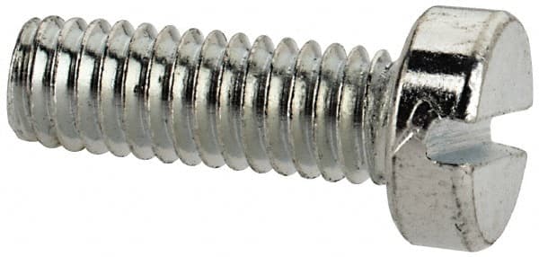 Value Collection - M4x0.70, 12mm Length Under Head Slotted Drive Machine Screw - Cheese Head, Grade 4.8 Steel, Zinc-Plated Finish, Without Washer - Exact Tooling
