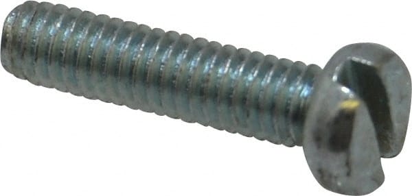 Value Collection - M4x0.70, 16mm Length Under Head Slotted Drive Machine Screw - Cheese Head, Grade 4.8 Steel, Zinc-Plated Finish, Without Washer - Exact Tooling