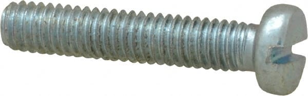 Value Collection - M4x0.70, 20mm Length Under Head Slotted Drive Machine Screw - Cheese Head, Grade 4.8 Steel, Zinc-Plated Finish, Without Washer - Exact Tooling