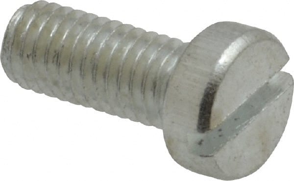 Value Collection - M5x0.80, 12mm Length Under Head Slotted Drive Machine Screw - Cheese Head, Grade 4.8 Steel, Zinc-Plated Finish, Without Washer - Exact Tooling