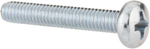 Value Collection - M4x0.70, 25mm Length Under Head Phillips Drive Machine Screw - Pan Head, Grade 4.8 Steel, Zinc-Plated Finish, Without Washer - Exact Tooling