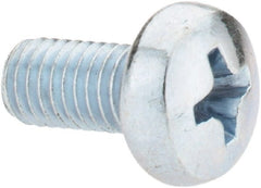 Value Collection - M5x0.80, 10mm Length Under Head Phillips Drive Machine Screw - Pan Head, Grade 4.8 Steel, Zinc-Plated Finish, Without Washer - Exact Tooling