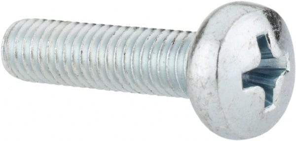 Value Collection - M5x0.80, 20mm Length Under Head Phillips Drive Machine Screw - Pan Head, Grade 4.8 Steel, Zinc-Plated Finish, Without Washer - Exact Tooling
