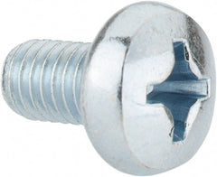 Value Collection - M6x1.00, 10mm Length Under Head Phillips Drive Machine Screw - Pan Head, Grade 4.8 Steel, Zinc-Plated Finish, Without Washer - Exact Tooling
