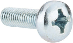 Value Collection - M6x1.00, 20mm Length Under Head Phillips Drive Machine Screw - Pan Head, Grade 4.8 Steel, Zinc-Plated Finish, Without Washer - Exact Tooling