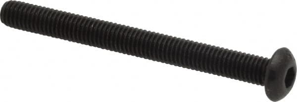 Value Collection - #10-32 UNF Hex Socket Drive, Button Screw - Alloy Steel, Black Oxide Finish, Fully Threaded, 2" Length Under Head - Exact Tooling