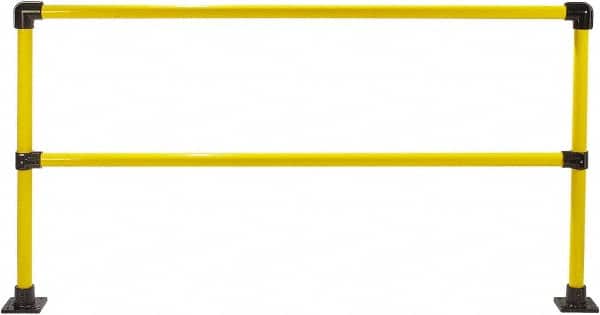 Hollaender - 8' Long x 42" High, Steel & Aluminum Straight Railing - 1.9" Pipe, Includes 2 Sub Assembled Posts, 2 Horizontal Rails, Bag with 2 Flanges, Instructions, Assembly Tool - Exact Tooling