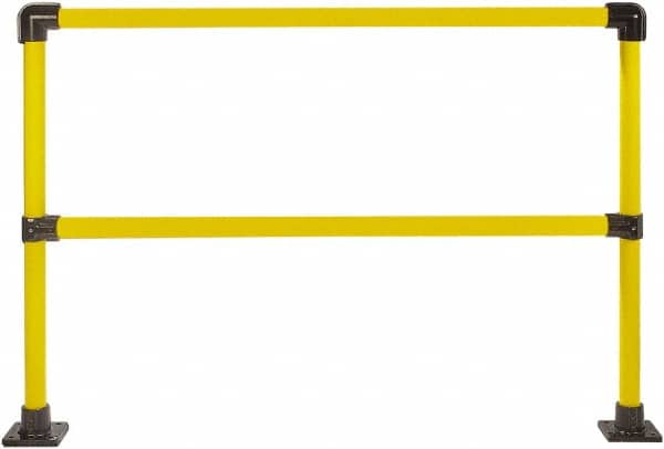 Hollaender - 6' Long x 42" High, Steel & Aluminum Straight Railing - 1.9" Pipe, Includes 2 Sub Assembled Posts, 2 Horizontal Rails, Bag with 2 Flanges, Instructions, Assembly Tool - Exact Tooling