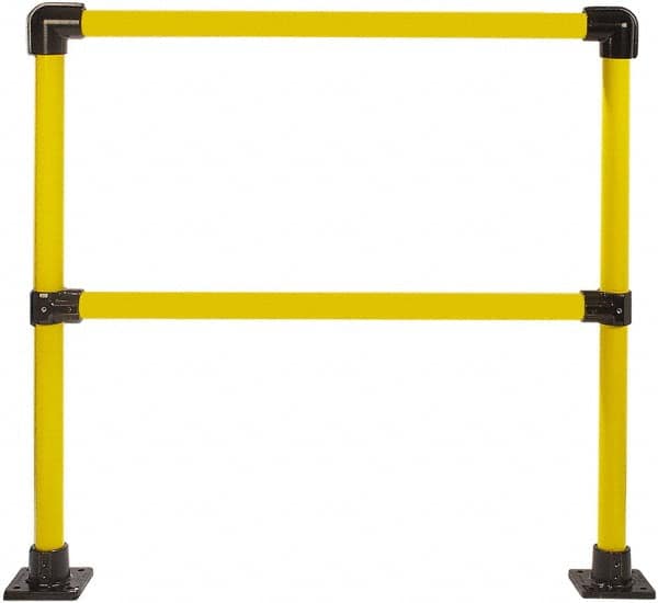 Hollaender - 4' Long x 42" High, Steel Straight Railing - 1.9" Pipe, Includes 2 Sub Assembled Posts, 2 Horizontal Rails, Bag with 2 Flanges, Instructions, Assembly Tool - Exact Tooling