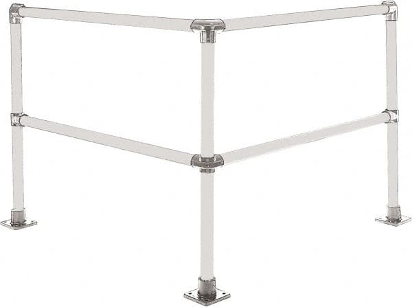 Hollaender - 4' Long x 42" High, Aluminum Corner Section - 1.9" Pipe, Includes 3 Sub Assembled Posts, 4 Horizontal Rails, Bag with 3 Flanges, Instructions, Assembly Tool - Exact Tooling