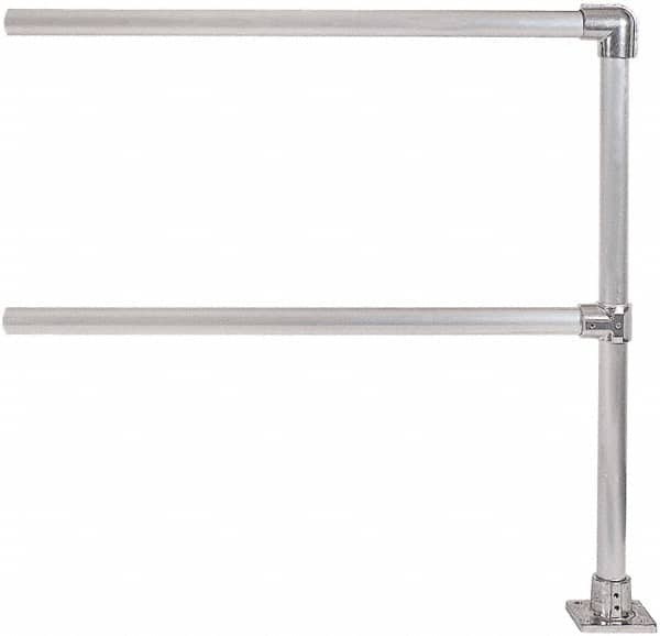 Hollaender - 4' Long x 6-1/2" High, Aluminum Extension Railing - 1.9" Pipe, Includes Sub Assembled Post, 2 Horizontal Rails, Bag with 1 Flange, Instructions, Assembly Tool - Exact Tooling
