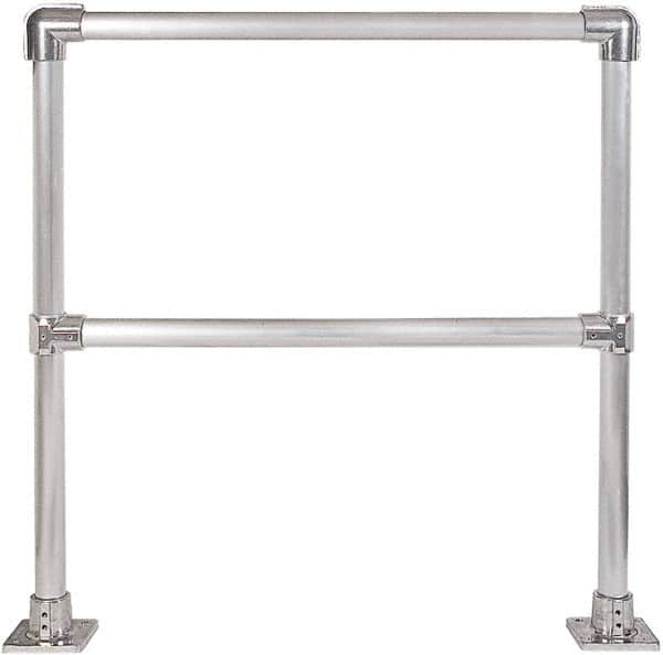 Hollaender - 4' Long x 42" High, Aluminum Straight Railing - 1.9" Pipe, Includes 2 Sub Assembled Posts, 2 Horizontal Rails, Bag with 2 Flanges, Instructions, Assembly Tool - Exact Tooling
