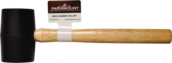 Paramount - 1 Lb Head Rubber Mallet - 12-15/16" OAL, Wood Handle - Exact Tooling