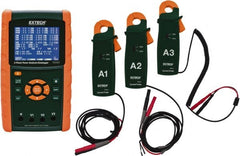 Extech - 3 Phase, 600 VAC, 0.01 to 200 Amp Capability, 45 to 65 Hz Calibration, LCD Display Power Meter - 0.5 Current Accuracy, 0.5 Voltage Accuracy - Exact Tooling