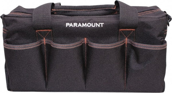 Paramount - 16 Pocket Black & Brown Polyester Tool Bag - 14" Wide x 5-1/2" Deep x 6" High - Exact Tooling