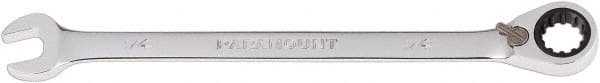 Paramount - 1/4" 12 Point Combination Wrench - 13° Head Angle, 5" OAL, Chrome Vanadium Steel, Polished Finish - Exact Tooling