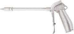 Value Collection - 230 Max psi Quiet Safety Nozzle Pistol Grip Blow Gun - 1/4 NPT Inlet, 12" Tube Length, Chrome Plated Aluminum - Exact Tooling