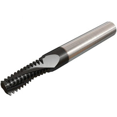 Iscar - 5/16-18 UNC, 0.22" Cutting Diam, 3 Flute, Solid Carbide Helical Flute Thread Mill - Internal Thread, 0.58" LOC, 2-1/2" OAL, 1/4" Shank Diam - Exact Tooling