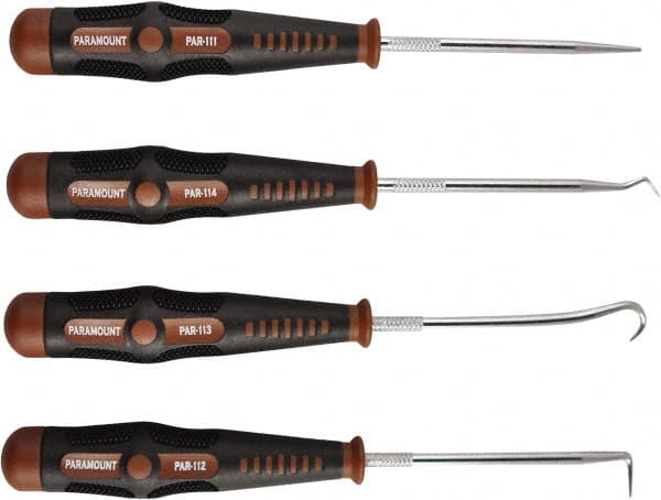 Paramount - 4 Piece Hook & Probe Set - Carbon Steel - Exact Tooling