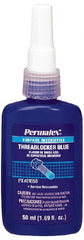 Permatex - 50 mL Bottle, Blue, Medium Strength Liquid Threadlocker - Series 243, 24 hr Full Cure Time, Hand Tool Removal - Exact Tooling