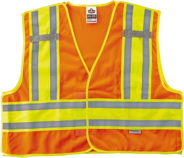 Ergodyne - Size 4X/5XL High Visibility Orange Mesh/Solid Public Safety Vest - 58 to 64" Chest, ANSI/ISEA 107, Hook & Loop Closure, 1 Pocket, Polyester - Exact Tooling