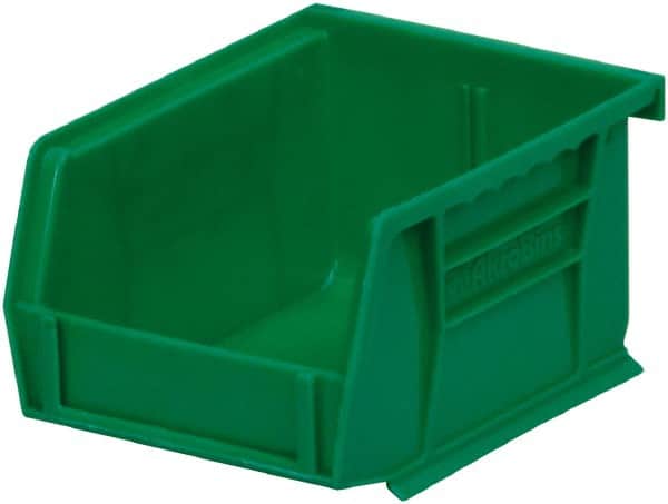 Akro-Mils - 10 Lb. Load Capacity, 5-3/8" Deep, Green Polymer Hopper Stacking Bin - 3" High x 4-1/8" Wide x 5-3/8" Long - Exact Tooling