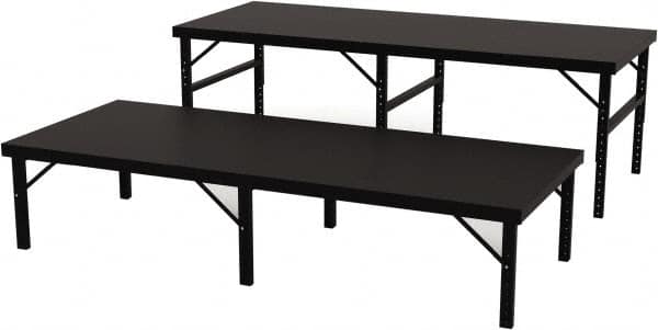 Valley Craft - 48 Wide x 120" Deep x 28" High, Steel Work Table - 14 Gauge Stainless Steel Top, Adjustable Height Legs, Gray - Exact Tooling